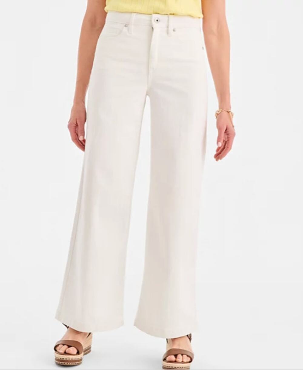Style & Co Women's High-Rise Wide-Leg Jeans White Size 12